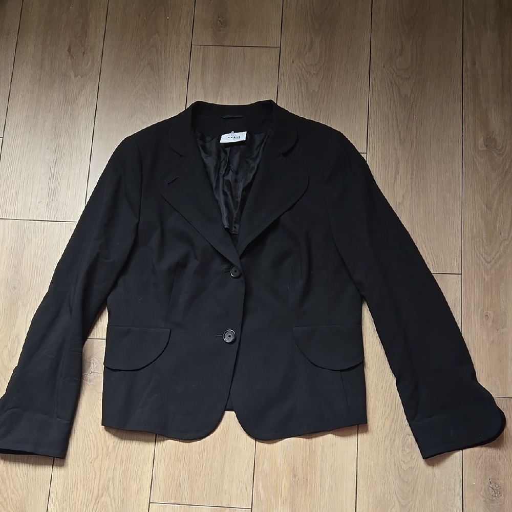 Akris Punto Black Single Breasted Front Wool Blazer Jacket size 14